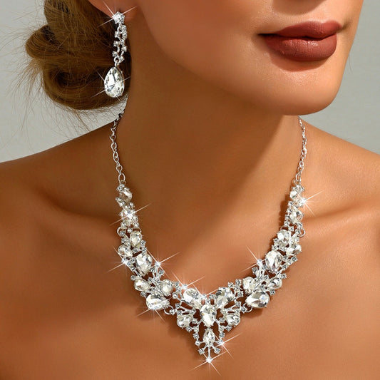 Women's Bridal Rhinestone Crystal Suite Ball Garment Jewelry Set