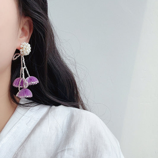 Summer Color Jellyfish Flower Tassel Ear Kooky Rings