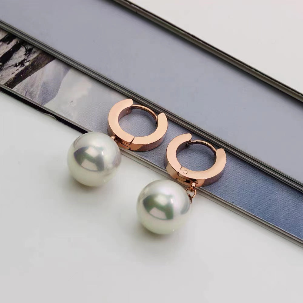 Women's Creative Titanium Steel Ear Short Temperamental Stud Earrings