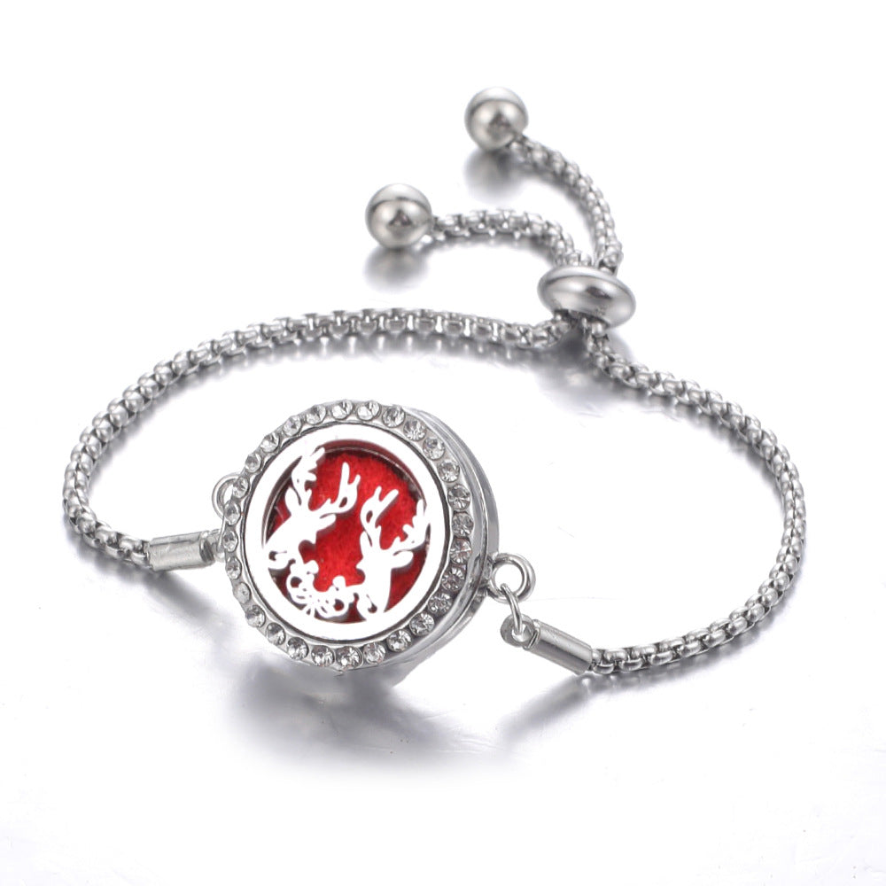 Steel Hollow Oil Lucky Tree Open Box Bracelet