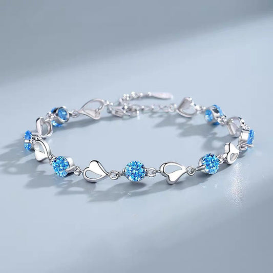 Bracelets de conception coréenne en forme de cœur en cristal autrichien pour femme, cœur océan