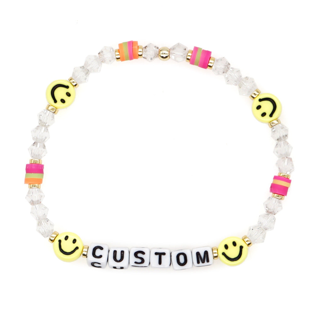 Damen-Kristallperlen, Smiley-Gesicht, handgefertigte Perlenarmbänder