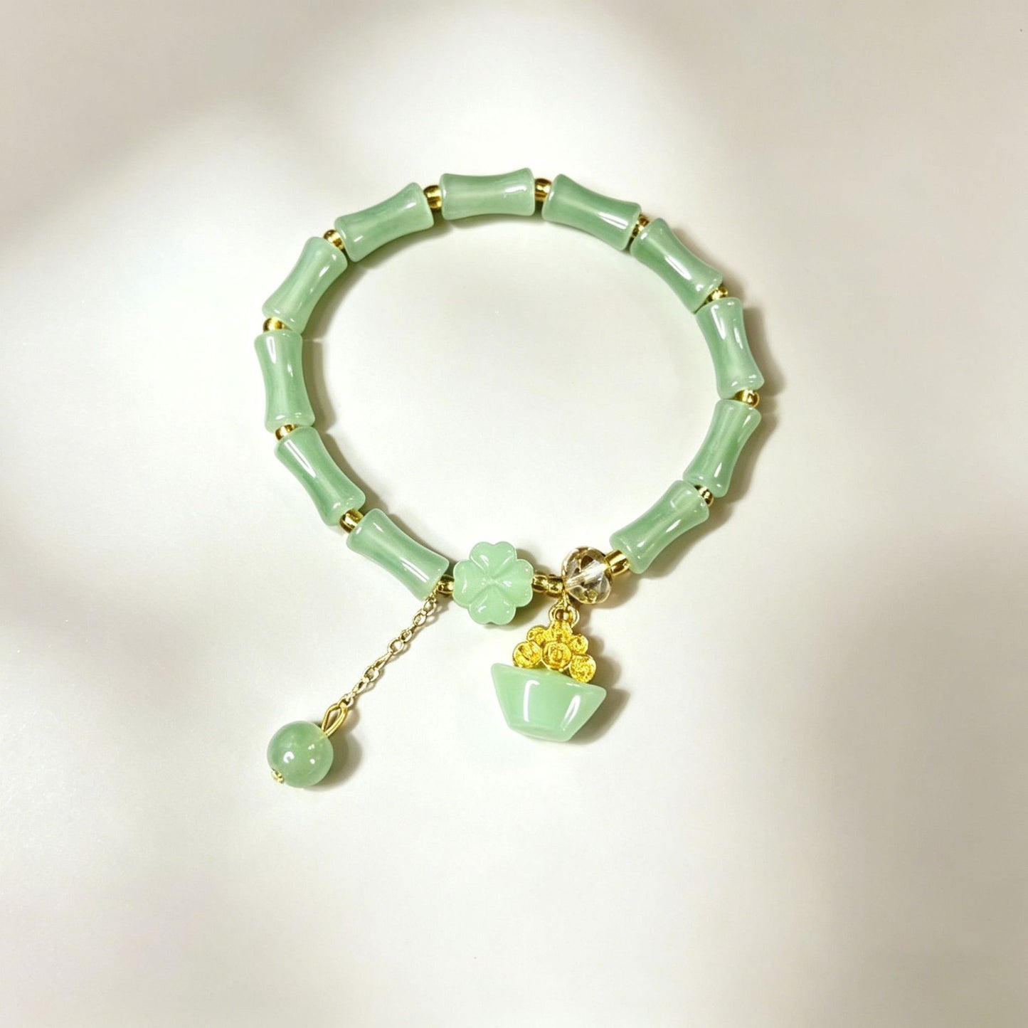 Beaded Single Circle Bamboo Tassel Couple High Bracelets