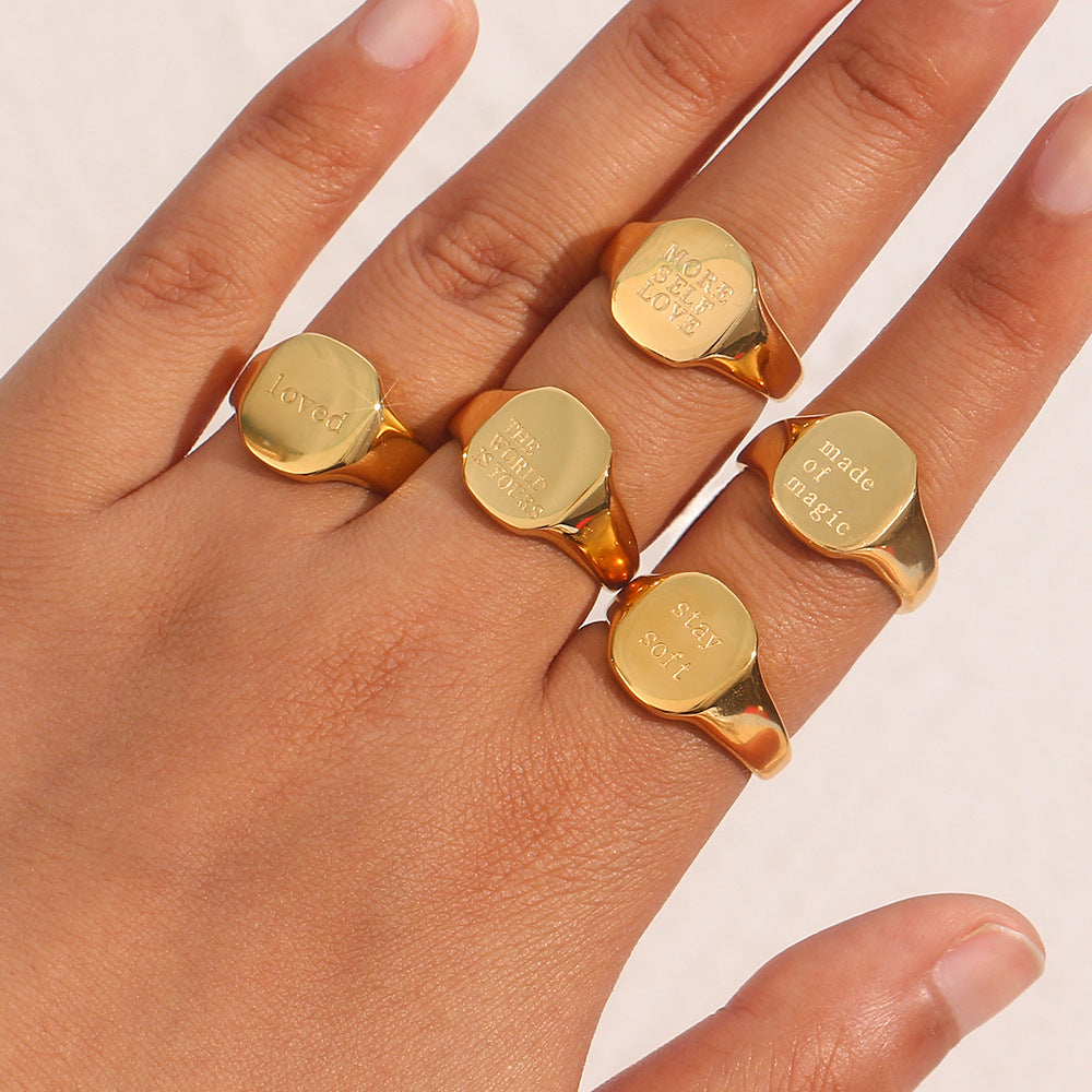 Women's Letters Special Interest Light Luxury Fashion Ring