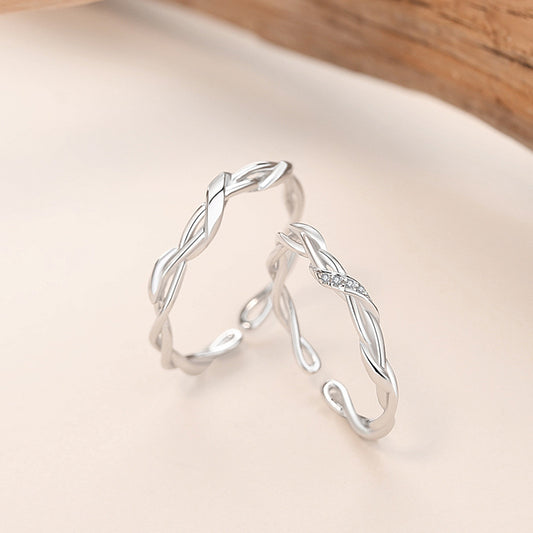 Mobius – paire d'anneaux simples en argent Sterling pour femmes, remontage, Couple