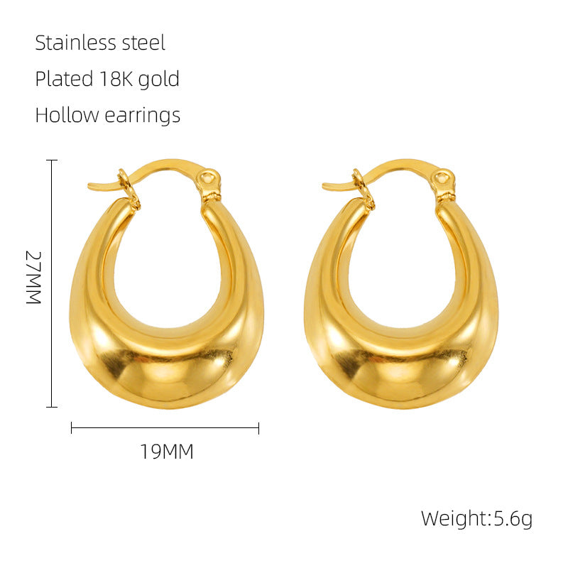 Hollow Crescent Female Gold Titanium French Earrings