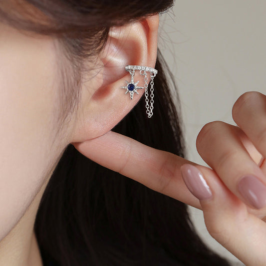 Women's French Style Chain Klein Blue Retro Gold Asterism Rings