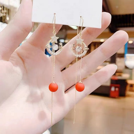Fashion Zircon Star Moon Pulsatile Heart Female Temperament Earrings