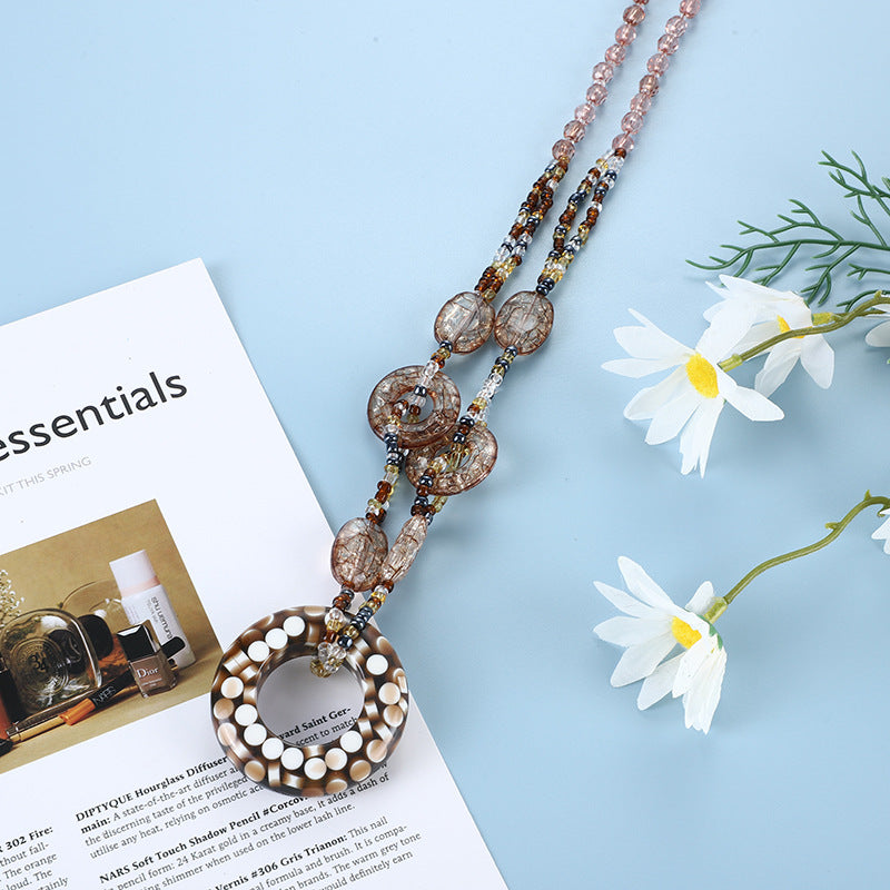 Women's Ethnic Style Vintage Peace Buckle Sweater Chain Live Popular Necklace