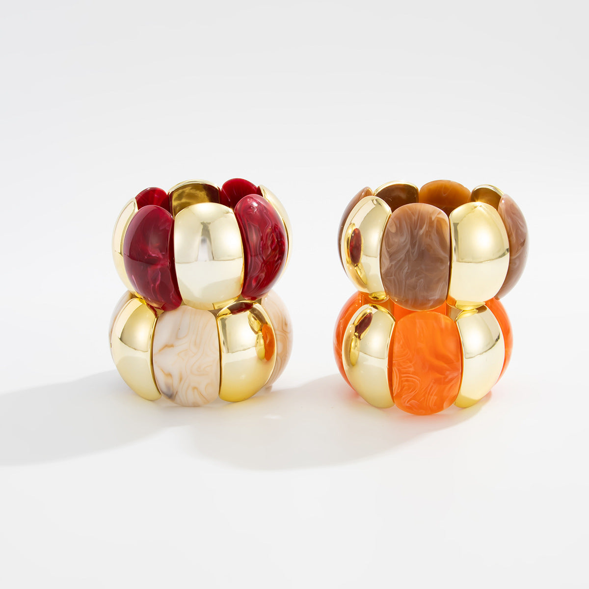 Blooming Resin Exaggerated Acrylic Arc Stitching Bracelet