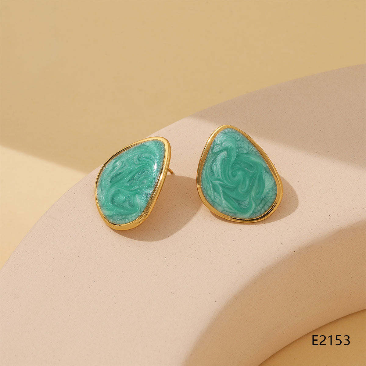 Colorful Geometric Water Drop Light Luxury Design Stud Earrings