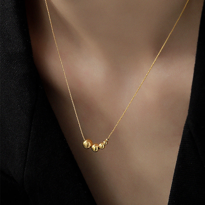 Golden Bean Female Clavicle Chain Stainless Steel Necklaces