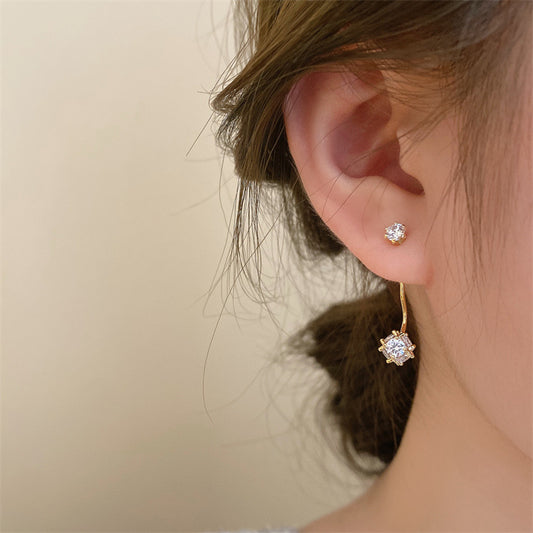 Boucles d'oreilles boules en zircon pour femmes, gracieuses et petites, raffinées