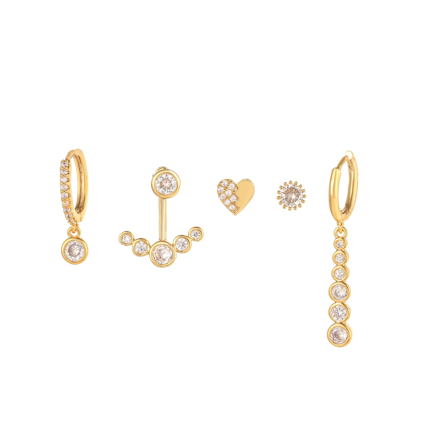 Niche Heart-shaped Earings Set Zircon Tassel Earrings