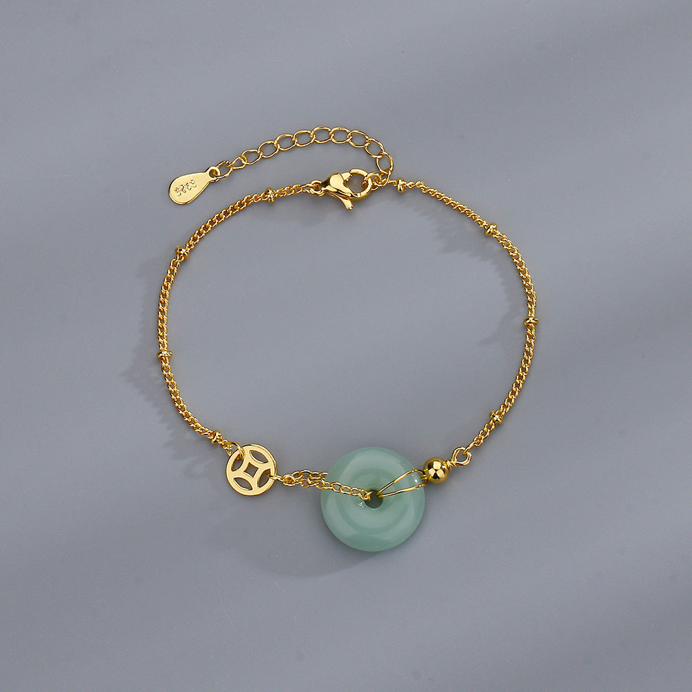 Retro National Style Chinese Jade Copper Bracelets