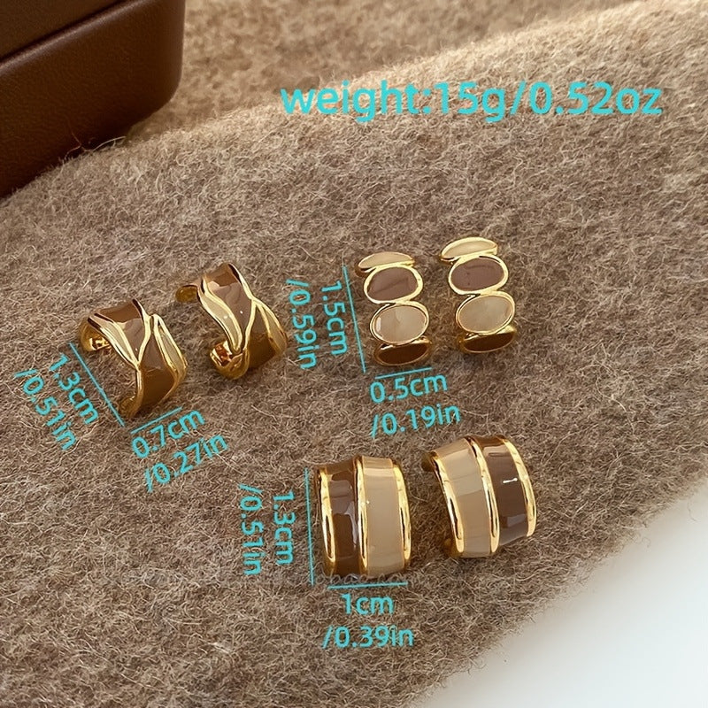 Coffee Color Round Retro Elegant Wild Minority Fashion Earrings
