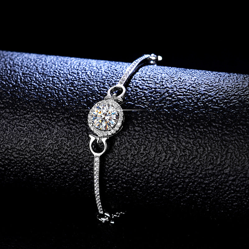 Bracelets simples en diamant Moissanite pour femmes, sac rond