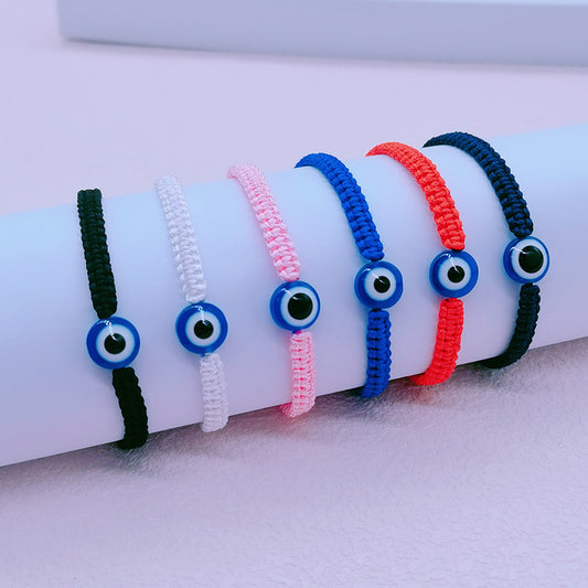 Bracelets en corde rouge, yeux bleus, diable, mauvais œil