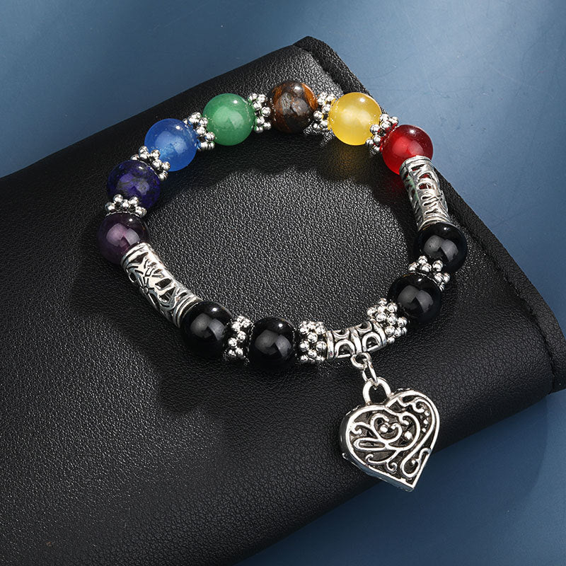 Women's Retro Simple Volcanic Rock Palm Eyes White-barked Bracelets