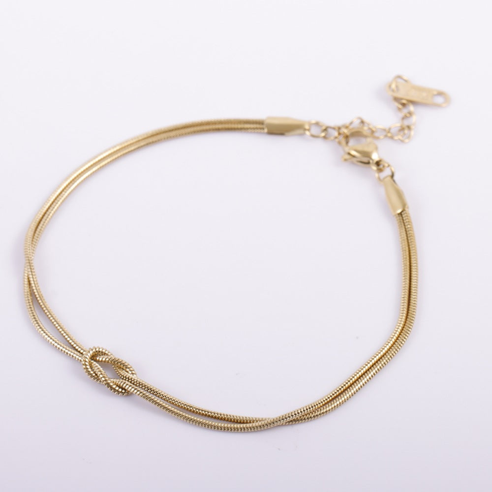 Titanium Steel Double Layer Twin Knotted Simple Affordable Luxury Fashion Jewelry Set