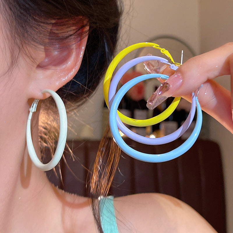 Women's Big Ear Summer Seaside Vacation Style Hoop Light Luxury Temperament Stud Earrings