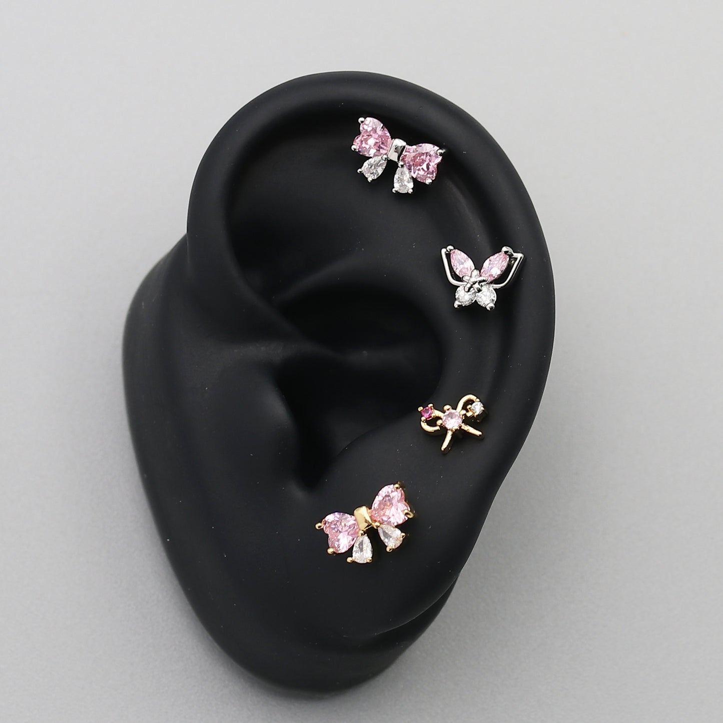 Heart-shaped Zircon Ear Bone Korean Style Light Luxury Titanium Steel Stud Earrings