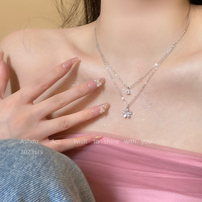 Flower Zircon Clavicle Chain Cold Style Fashion Sense Necklace