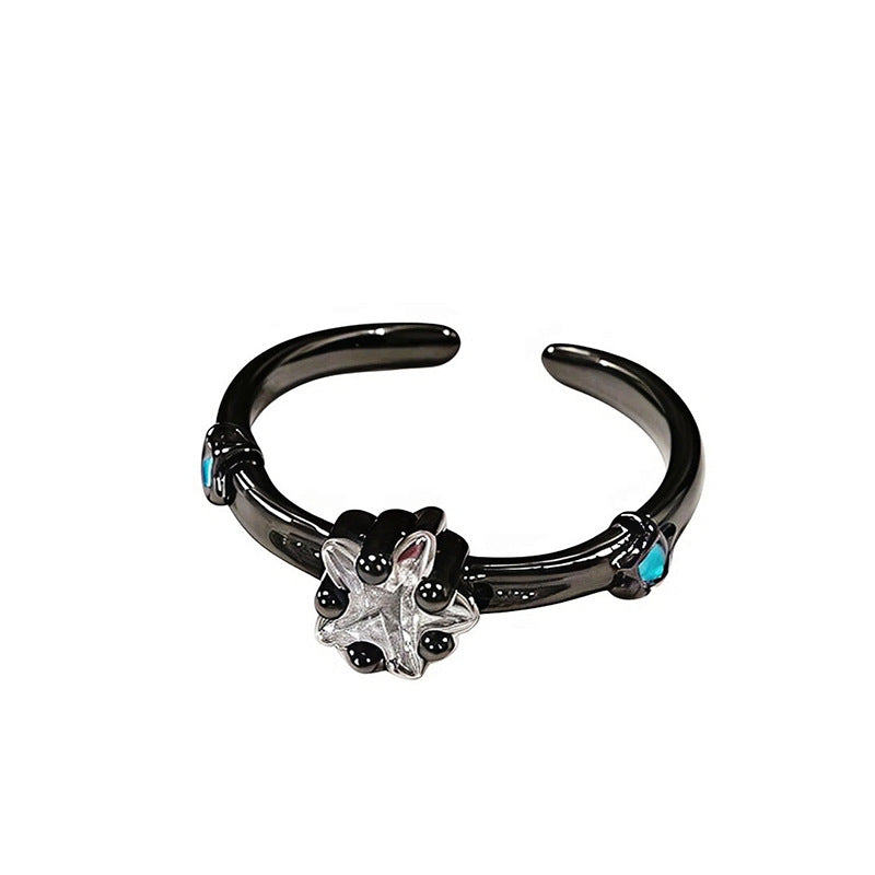 Enamel Asterism Unique Opening Couple Niche Style Sweet Ring