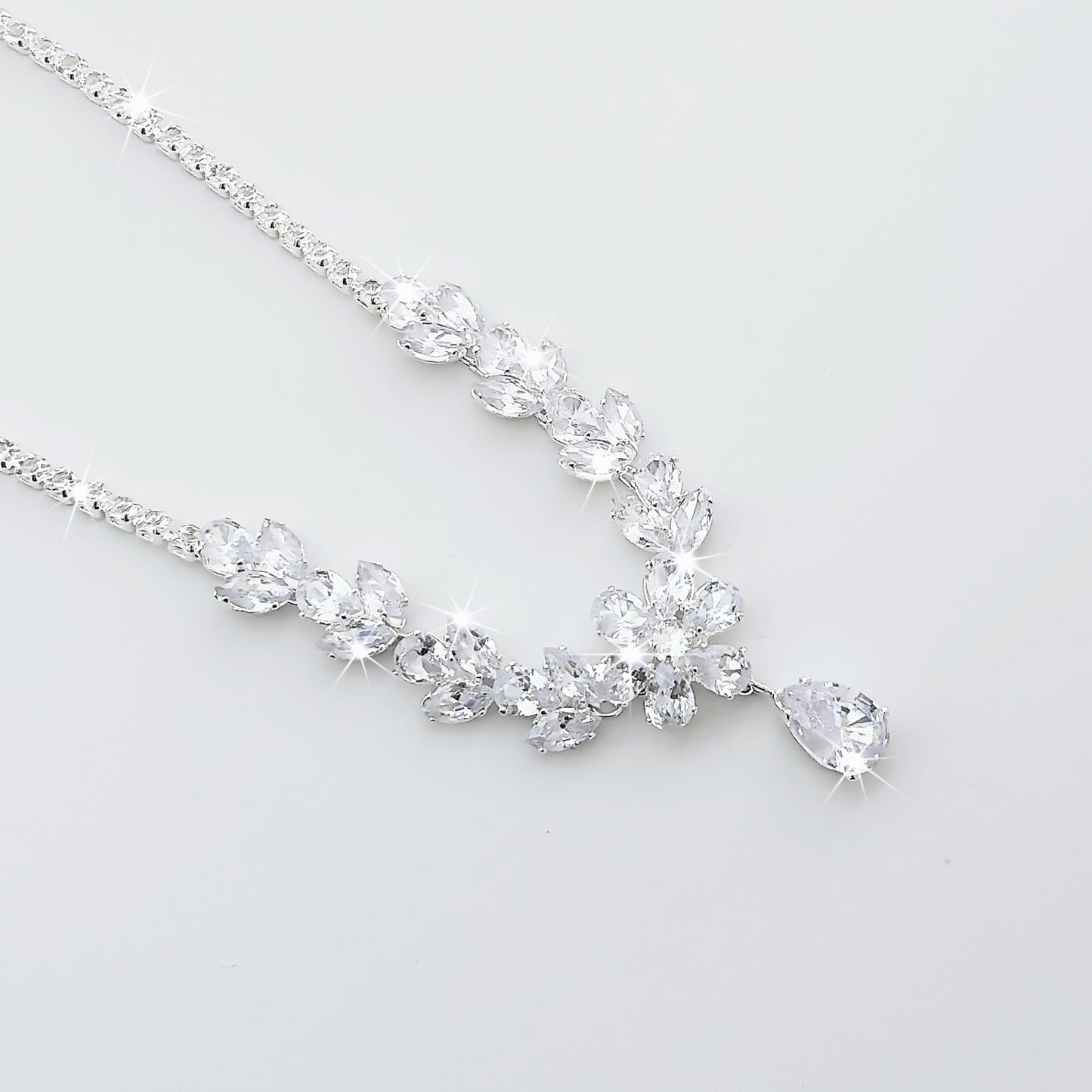 Zircon Flower Water Drop Female Light Luxury High-grade Sier Claw Jewelry Set
