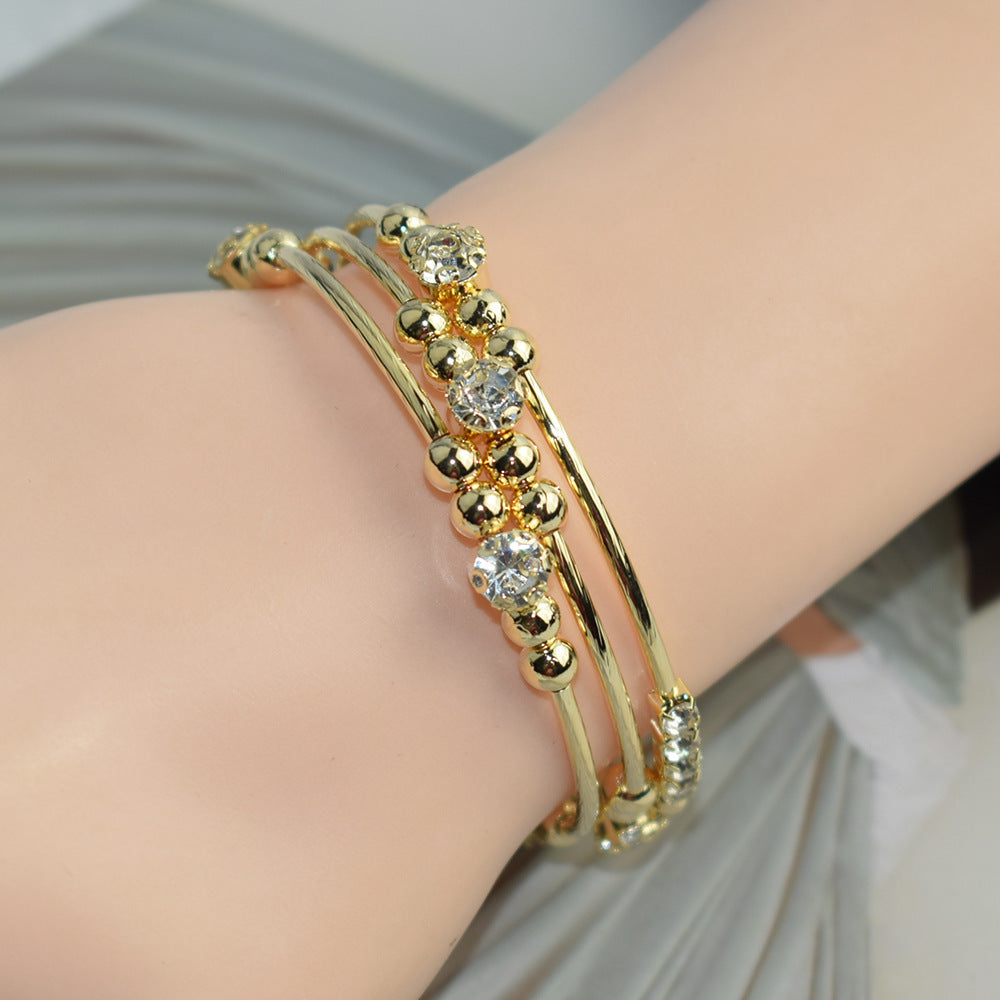 Fashion Pearl Rhinestone Cross Open Woman Bracelets
