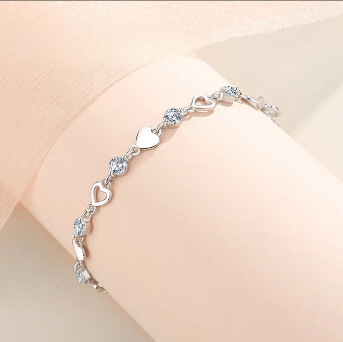 Sweet Cool Loving Heart Zircon Simple Design Bracelet