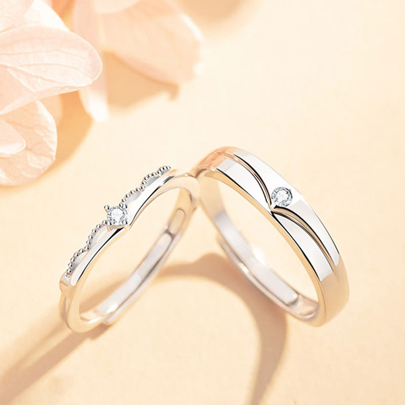 Women's & Men's Prince Princess Couple Sterling Sier Pair Niche Design Ring
