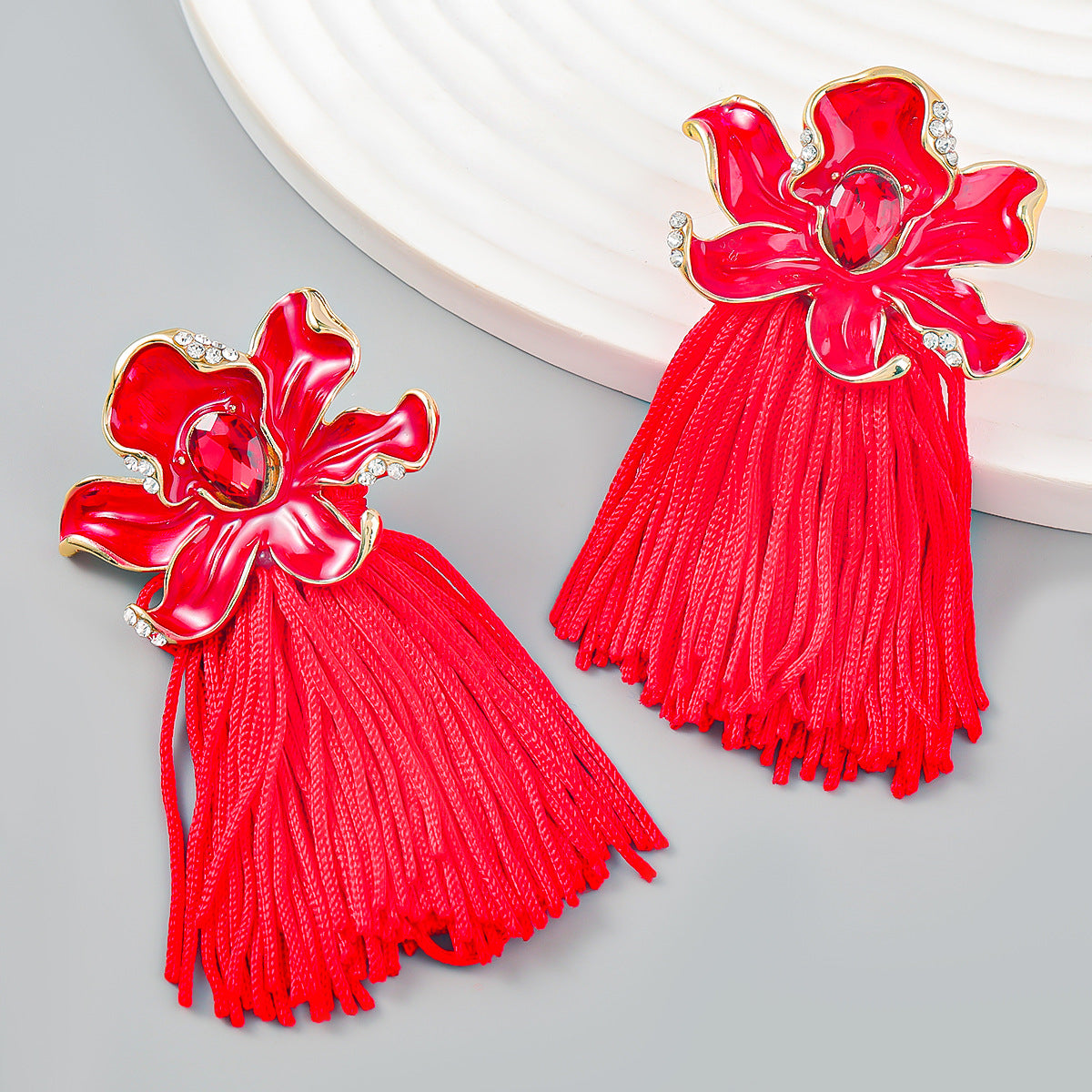 Drop Oil Flower Tassel Female Bohemian Ethnic Earrings