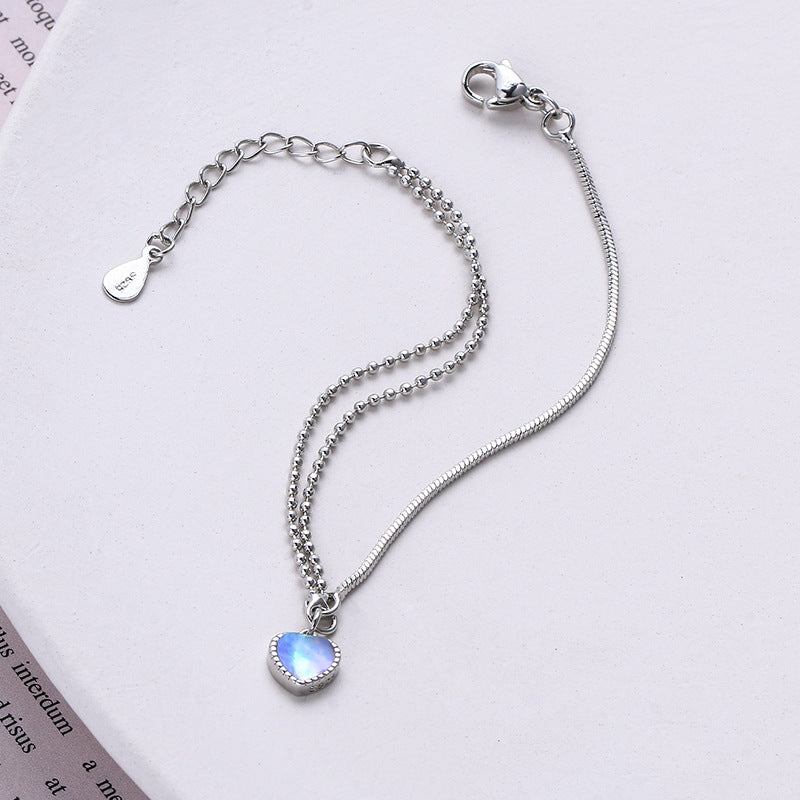 Women's Style Heart-shaped Moonstone Cute Sweet Soft Bracelets