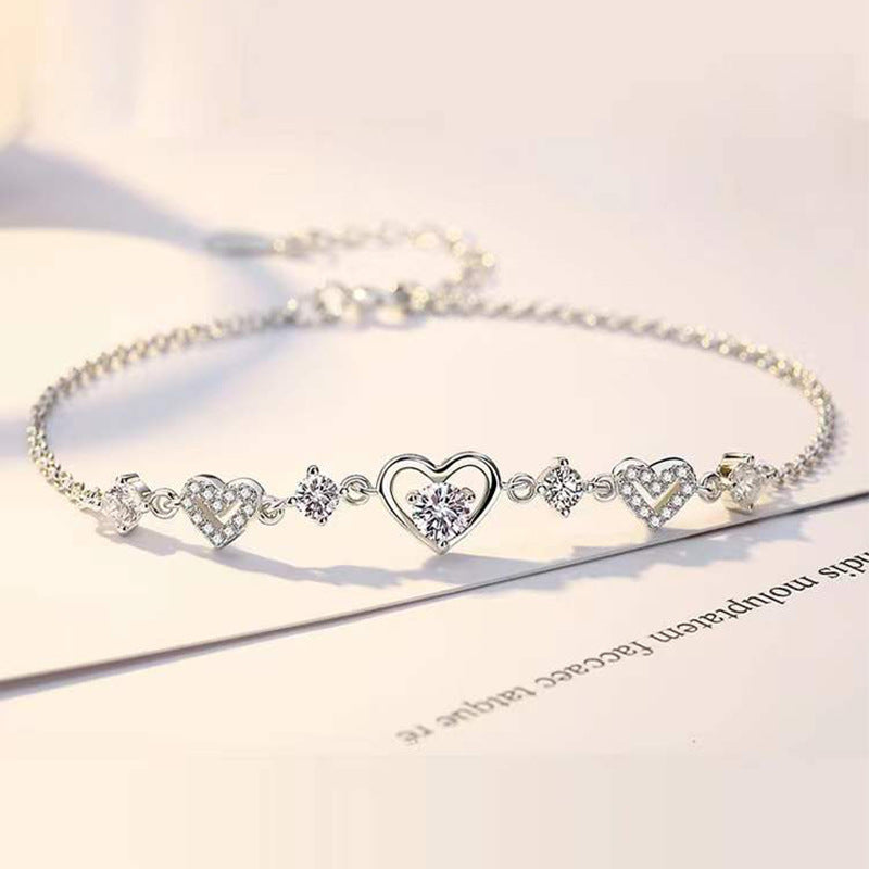 Bracelets en diamant de style coréen en forme de coeur