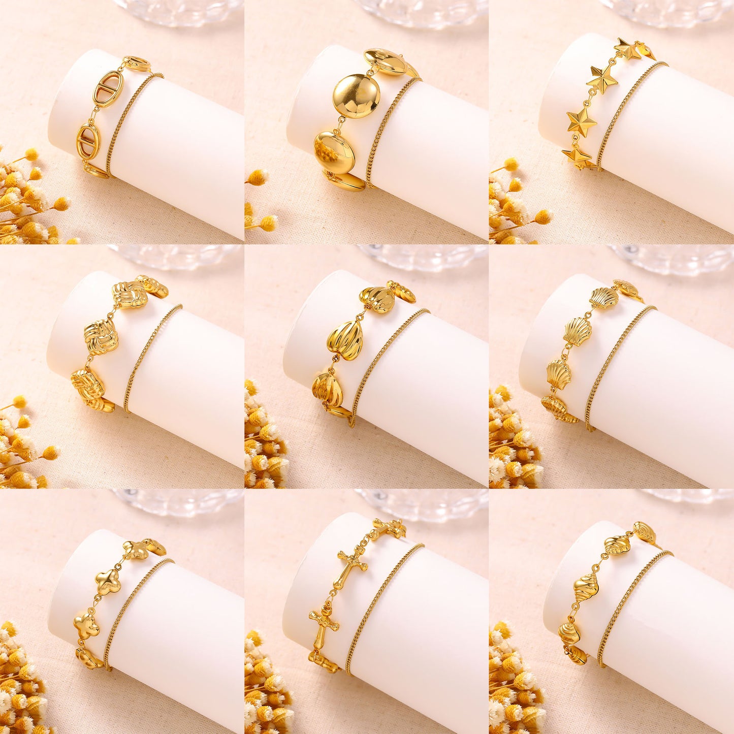 Women's French Minority Simple Stainless Steel Double Layered Gold Titanium Bracelet