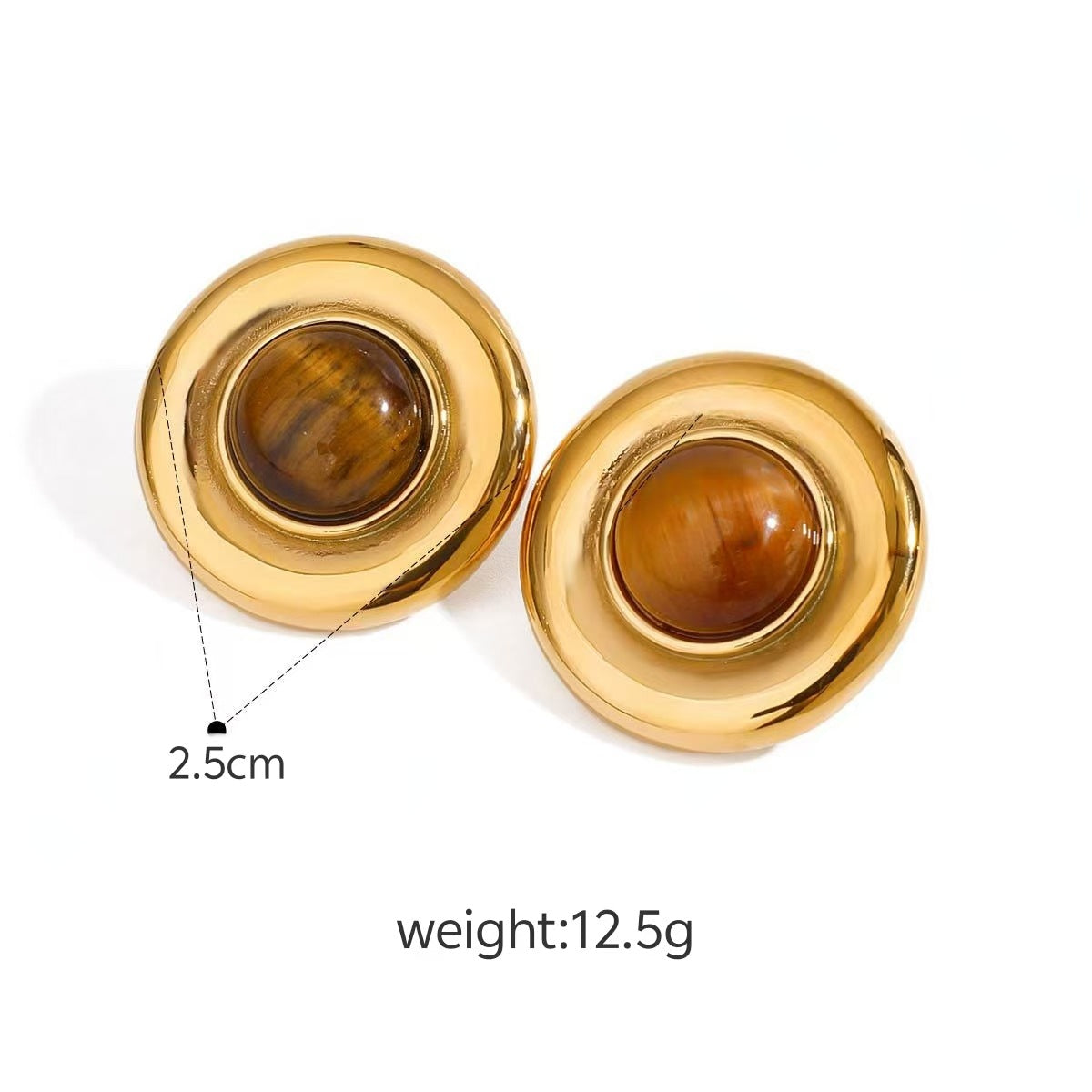 Titanium Steel Tigereye Ear Light Luxury High-grade Earrings