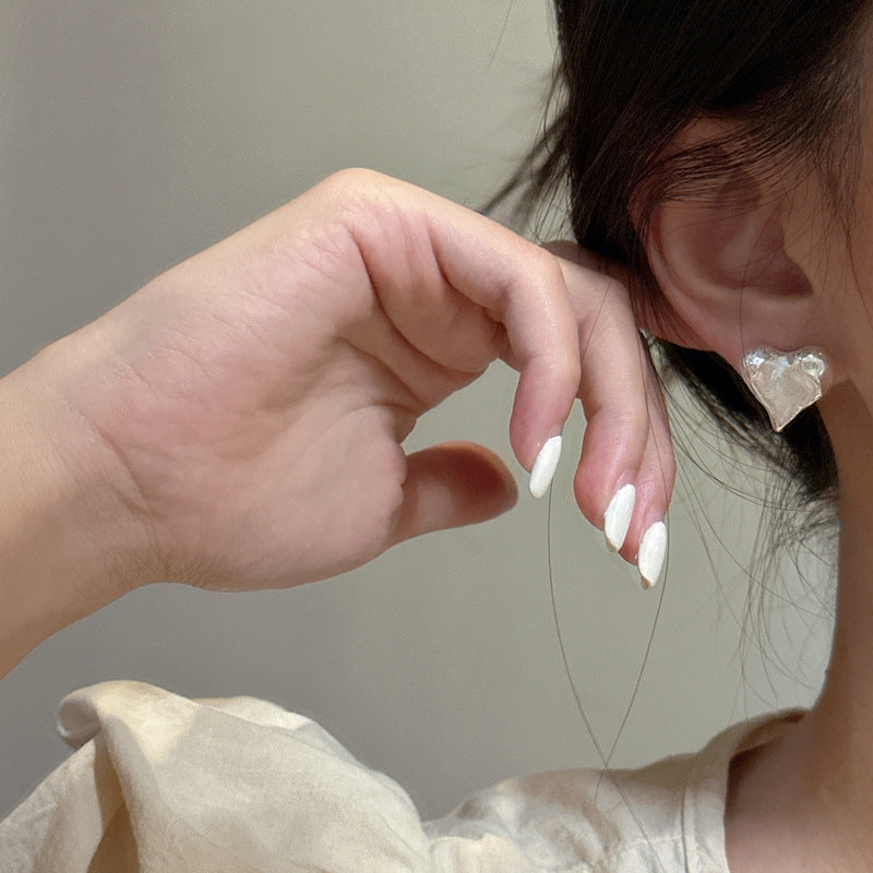 Boucles d'oreilles élégantes en forme de cœur d'amour, Design de Niche de Style coréen