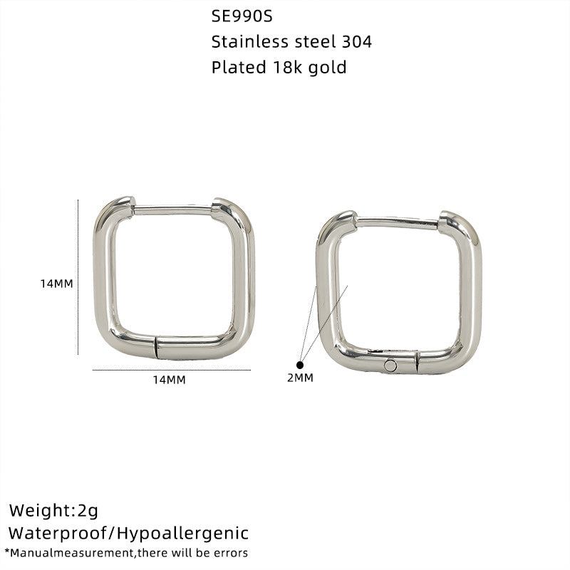 Stainless Steel Simple Geometric Gold Hexagon Personality Titanium Ear Rings