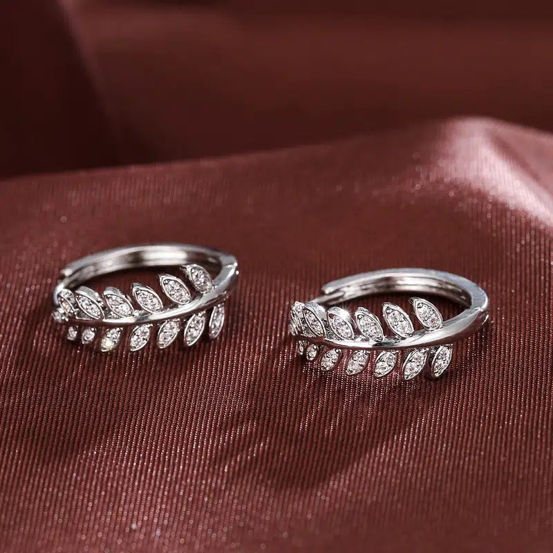 Series Exquisite Clip Leaves Olive Branch Micro Inlaid Zircon Creative Ear Buckle