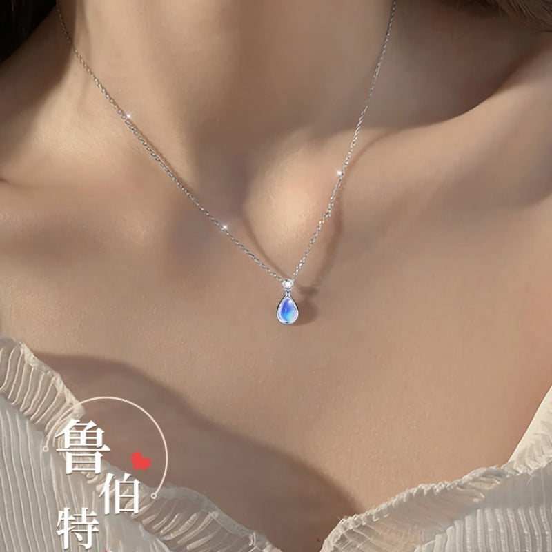 Tears High Sense Moonstone Water Drop Necklace