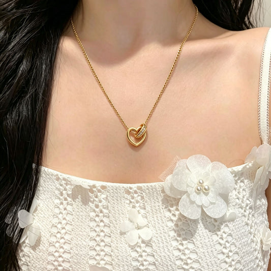 Women's Roman Love Titanium Steel Fashion Gold Necklace