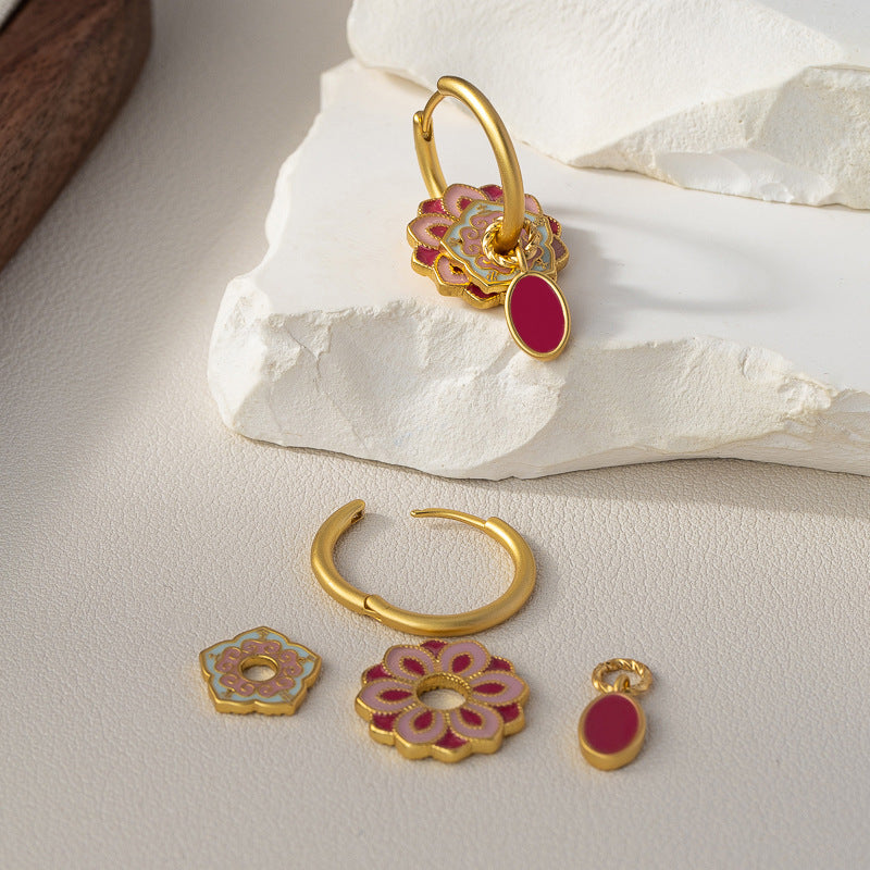Style Enamel Drip Glazed Temperament Wild High Sense Ear Clip Earrings