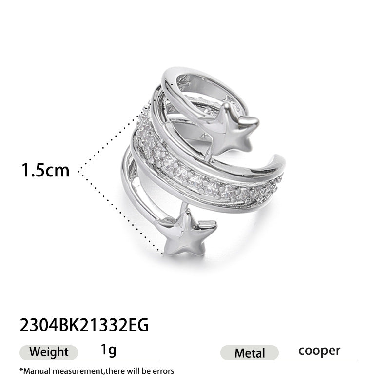 Style Neutral Fashion Commuter Niche Design Cold Zircon Without Pierced Ear Clip