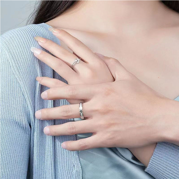 Couple Plated Sterling Sier Korean Style Rings
