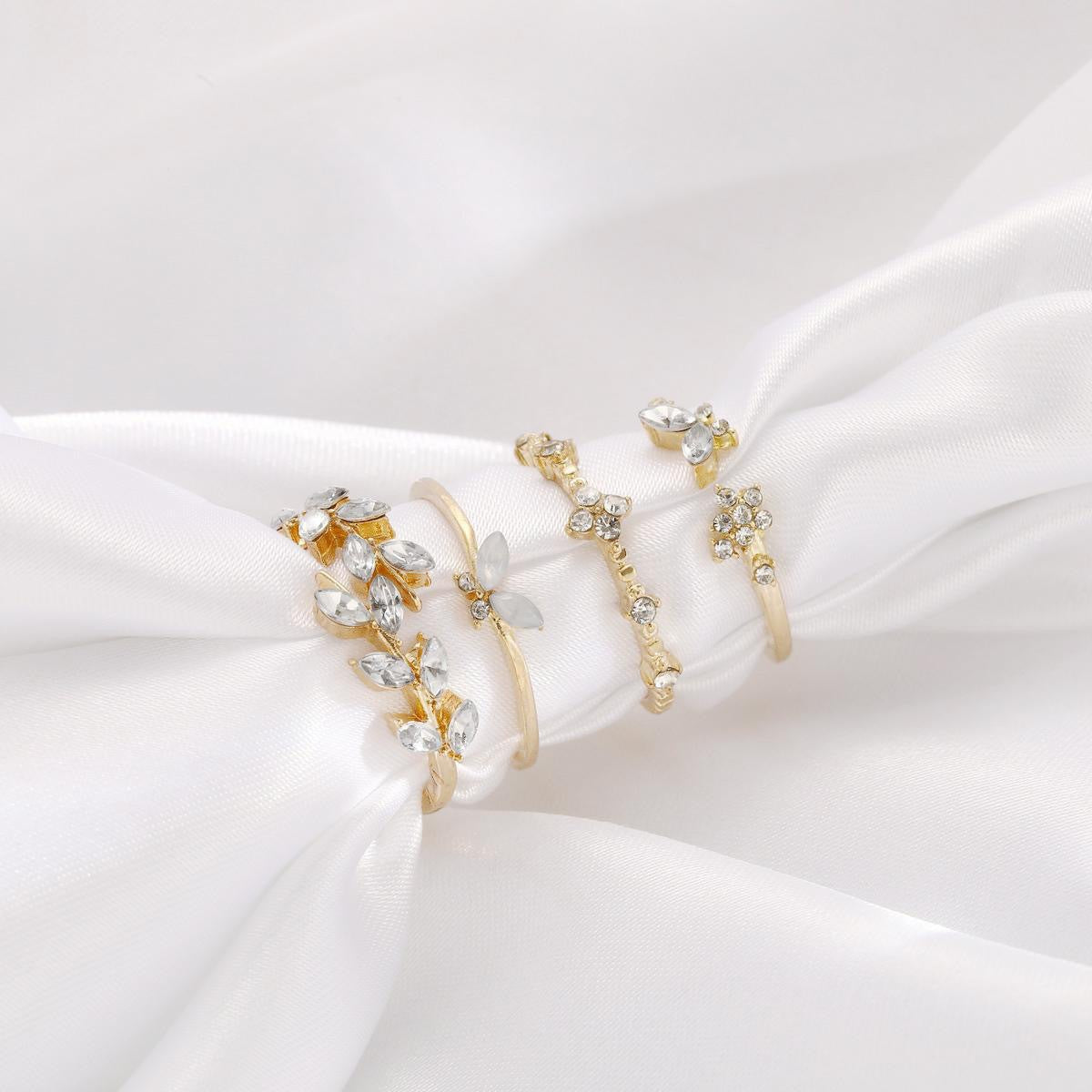 Hand Fashion Simple Butterfly Diamond Studded Hollow Female Niche Ring
