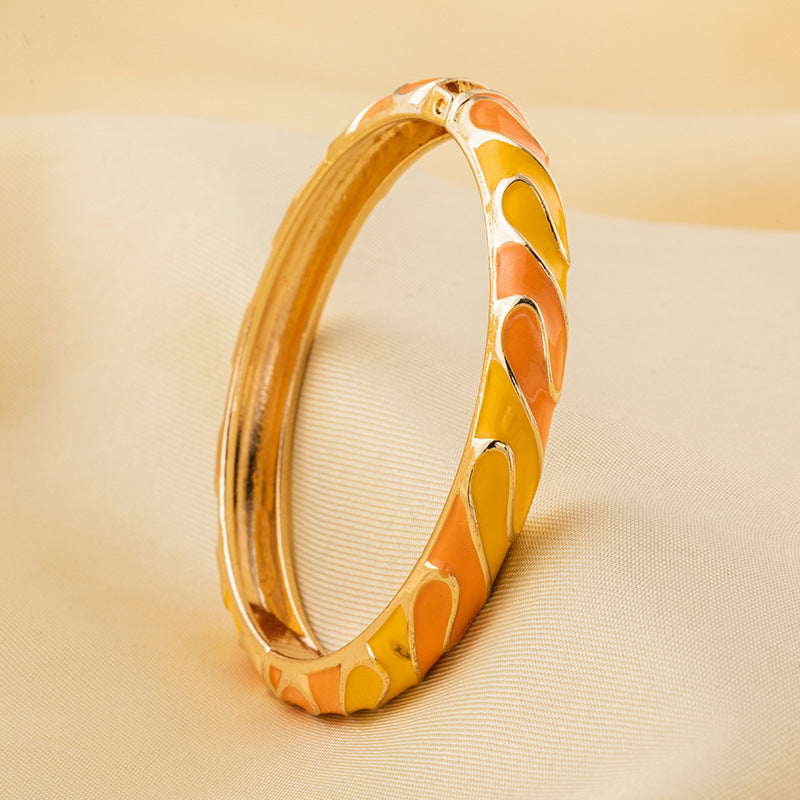 Chinese Enamel Gilding Colorful Dripping National Style Bracelet