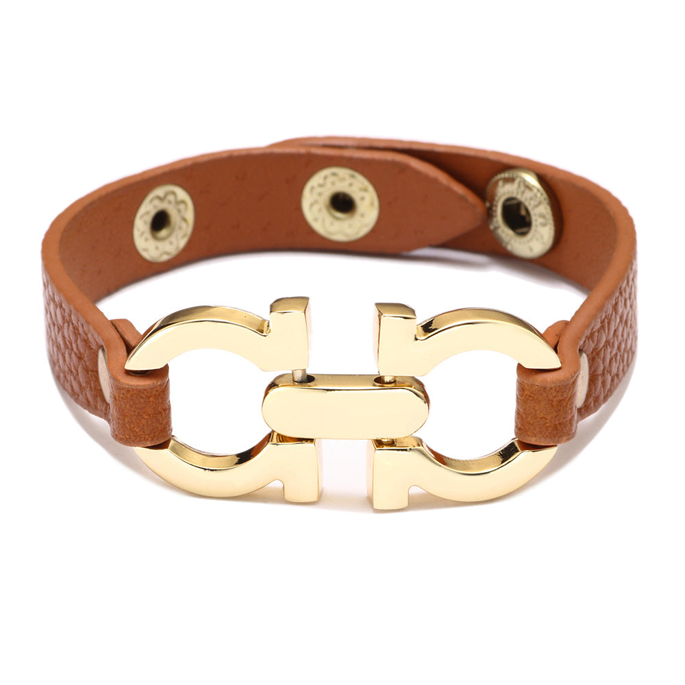 Simple Fashion Goddess Design Leather Alloy Geometric Bracelets