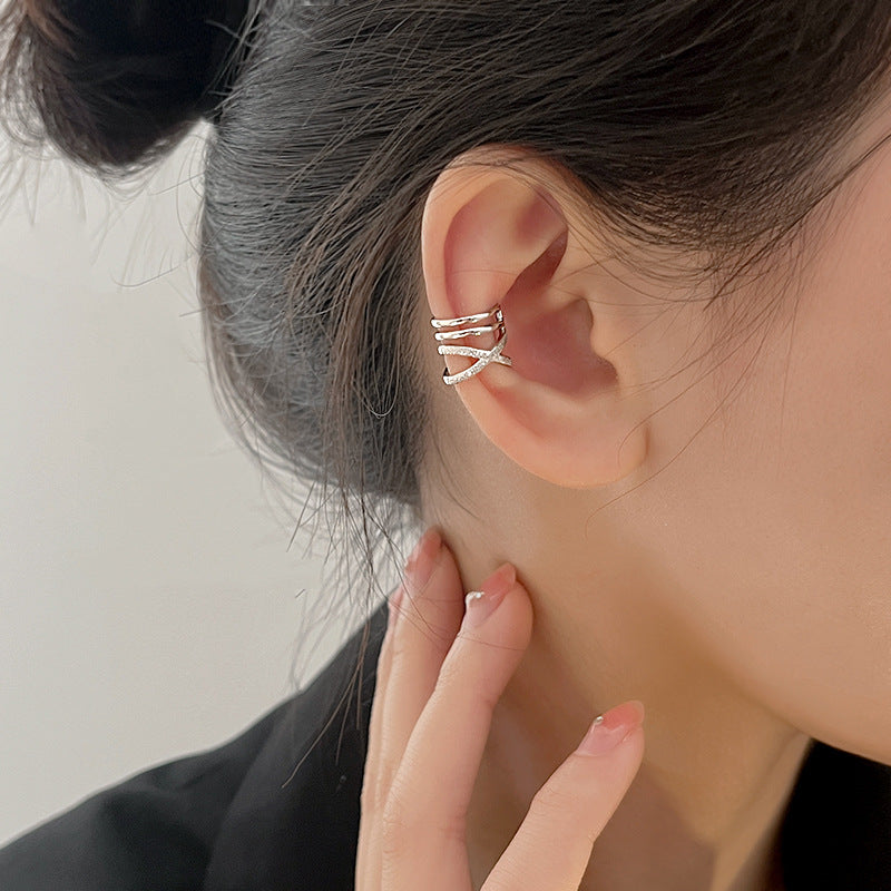 Flash Sand Cross Temperament Korean Style Sweet Cool Fashion Creative Ear Clip