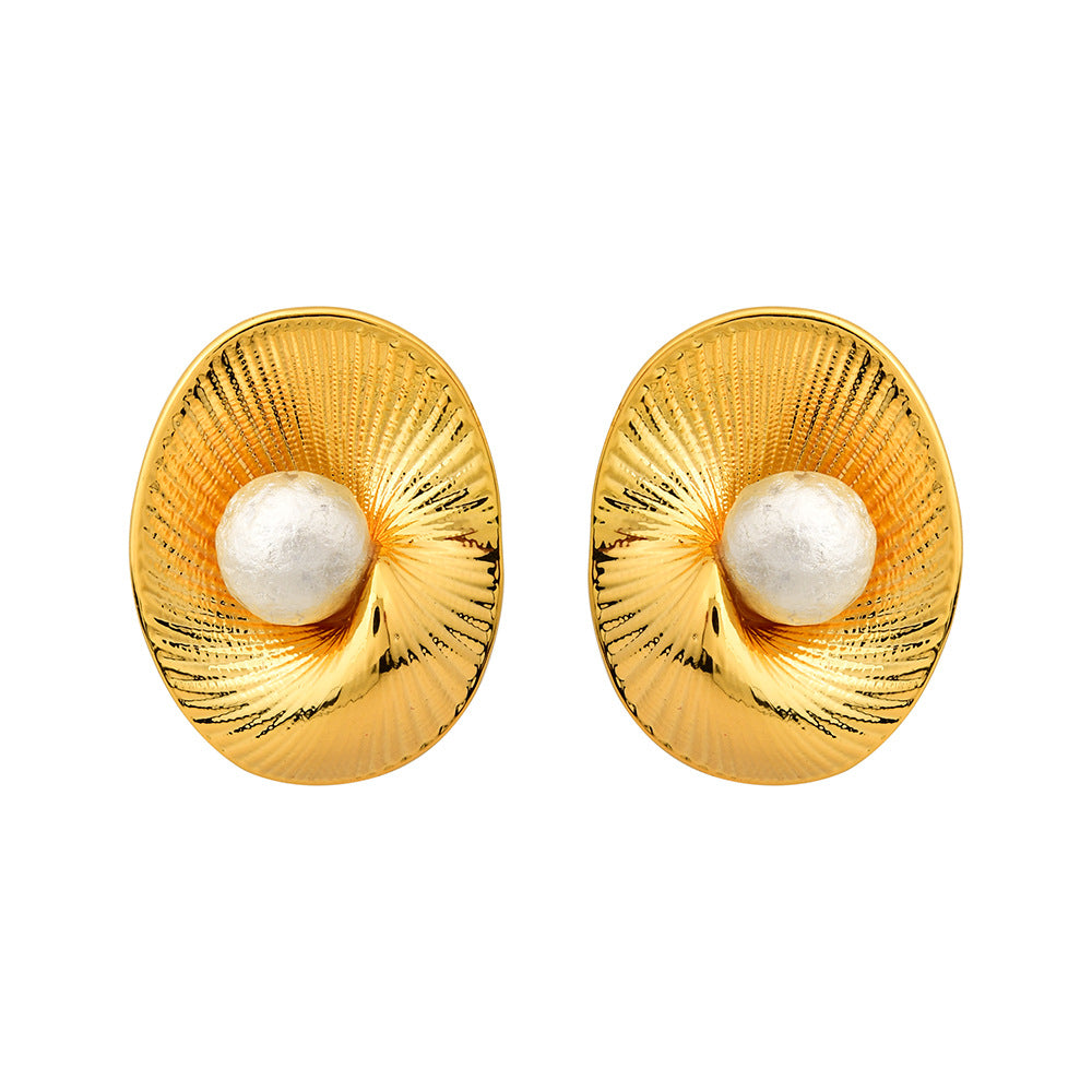 Women's Pleated Oval Texture Style Elegant Temperament Entry Rings